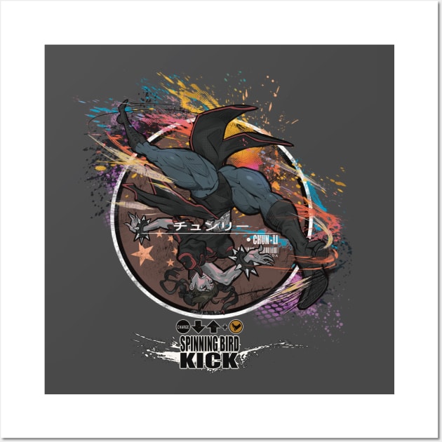 CHUN-LI: SPINNING BIRD KICK - BLACK Wall Art by JF Penworks